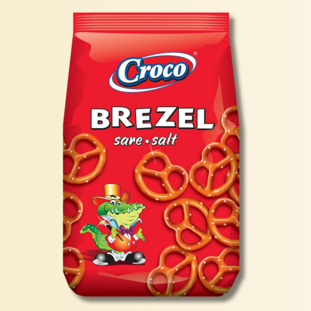 Croco Brezel Salati 80g – Snack Croccante Cotti al Forno, Pretzel Salati Perfetti per Aperitivo, Pausa Snack e Break Veloce