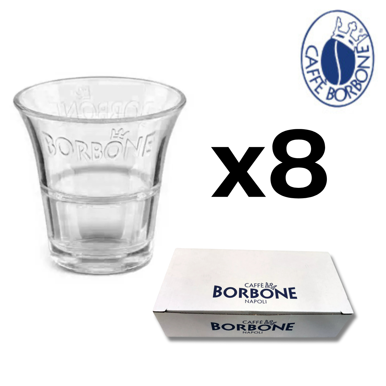 Set di 8 bicchieri in vetro Caffè Borbone