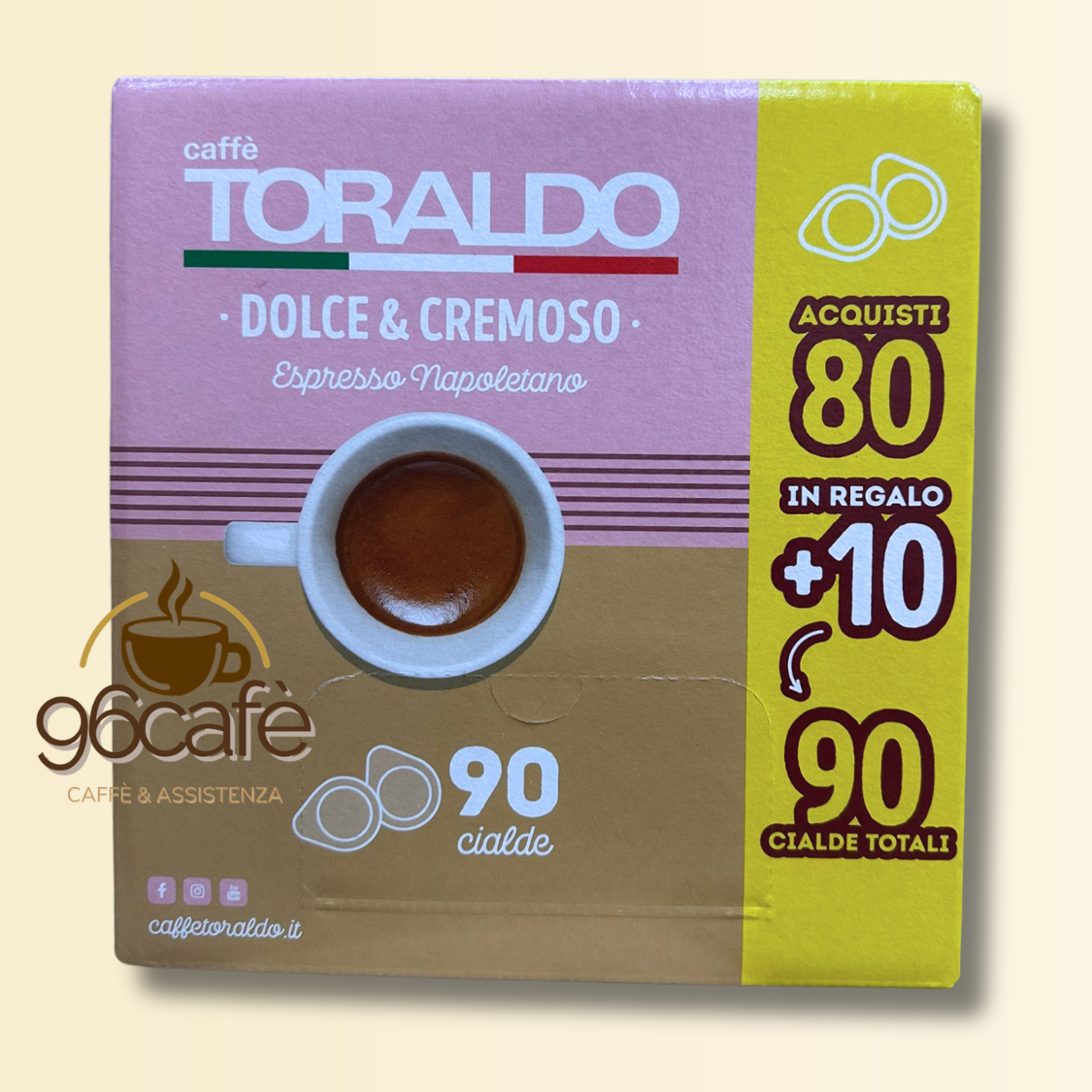 90 Cialde (80+10 in Omaggio) Caffè Toraldo – Dolce & Cremoso – Espresso Napoletano crema ricca e persistente, profumo intenso