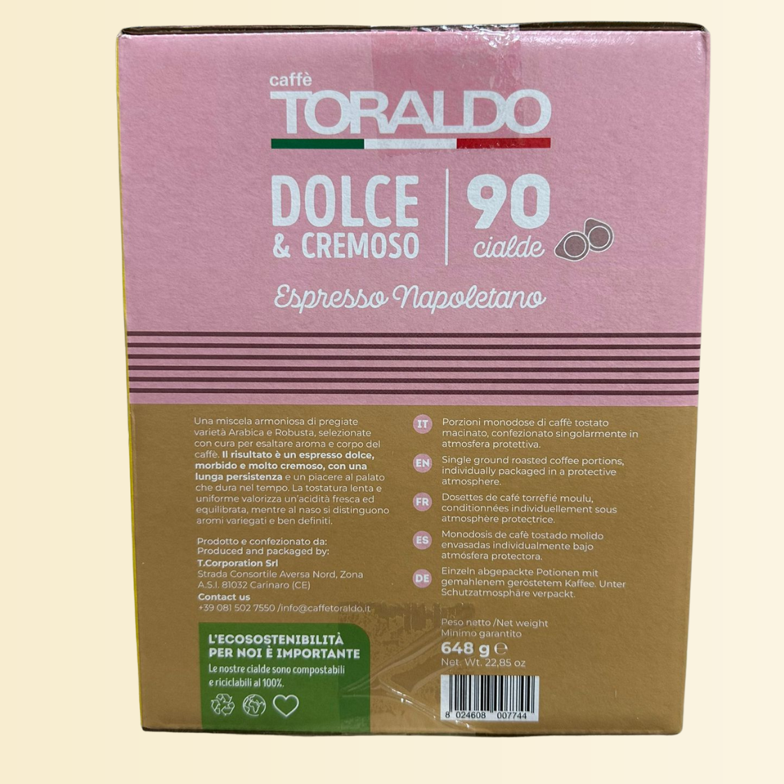 90 Cialde (80+10 in Omaggio) Caffè Toraldo – Dolce & Cremoso – Espresso Napoletano crema ricca e persistente, profumo intenso