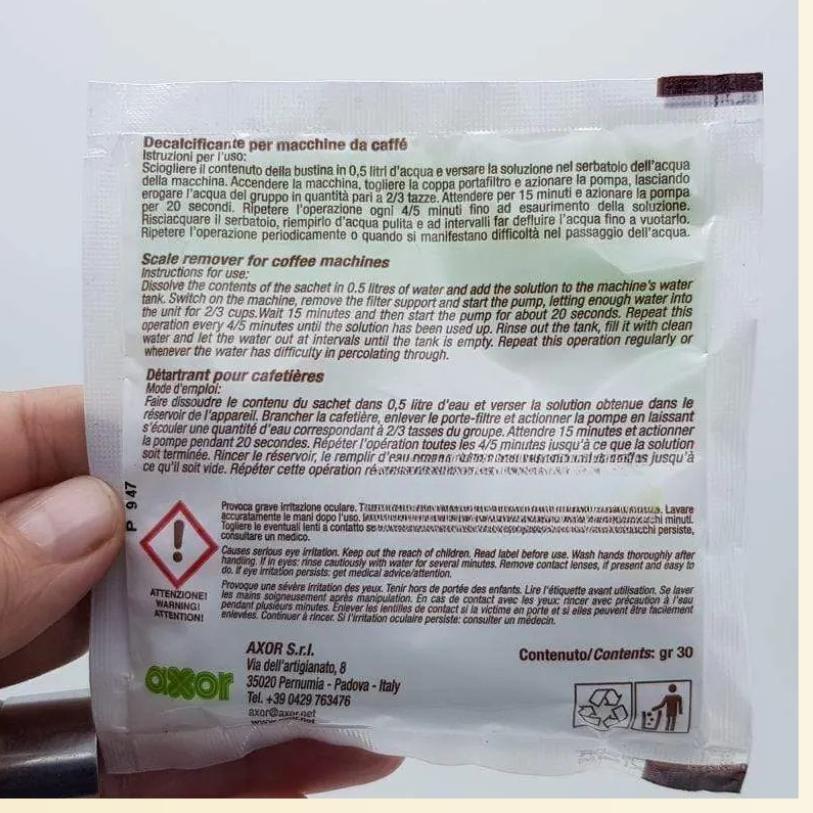 Decalcificante Axor De-Caf – Bustina da 30g - Per tutte le macchine da caffè