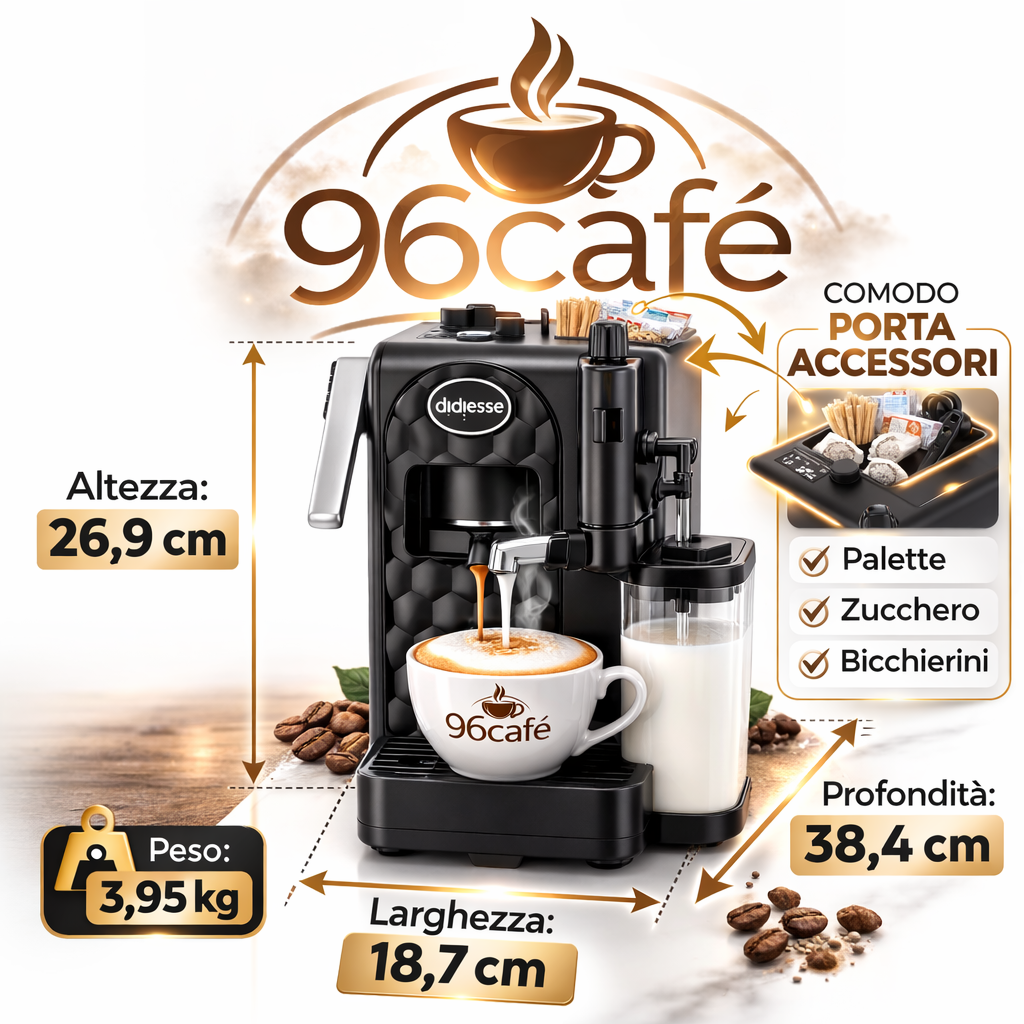 Macchina con Cappuccinatore Integrato + 50 Cialde OMAGGIO - Milk Side Didiesse Macchina Caffè a Cialde per Espresso e Cappuccino in Casa