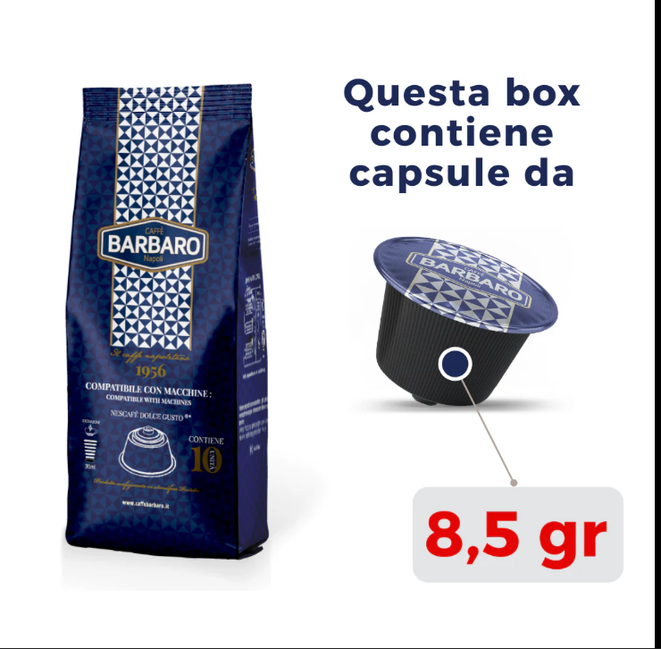 100 Capsule DOLCEGUSTO - Caffè Barbaro | Miscela BLU (10 Confezioni da 10 Capsule)