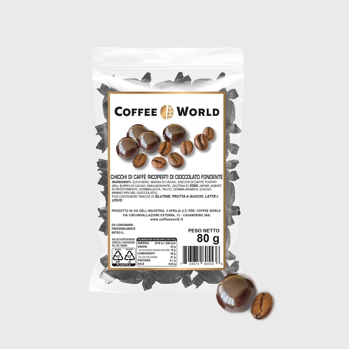 Chicchi di Caffè e Amaretti Ricoperti di Cioccolato - Confezione da 80g