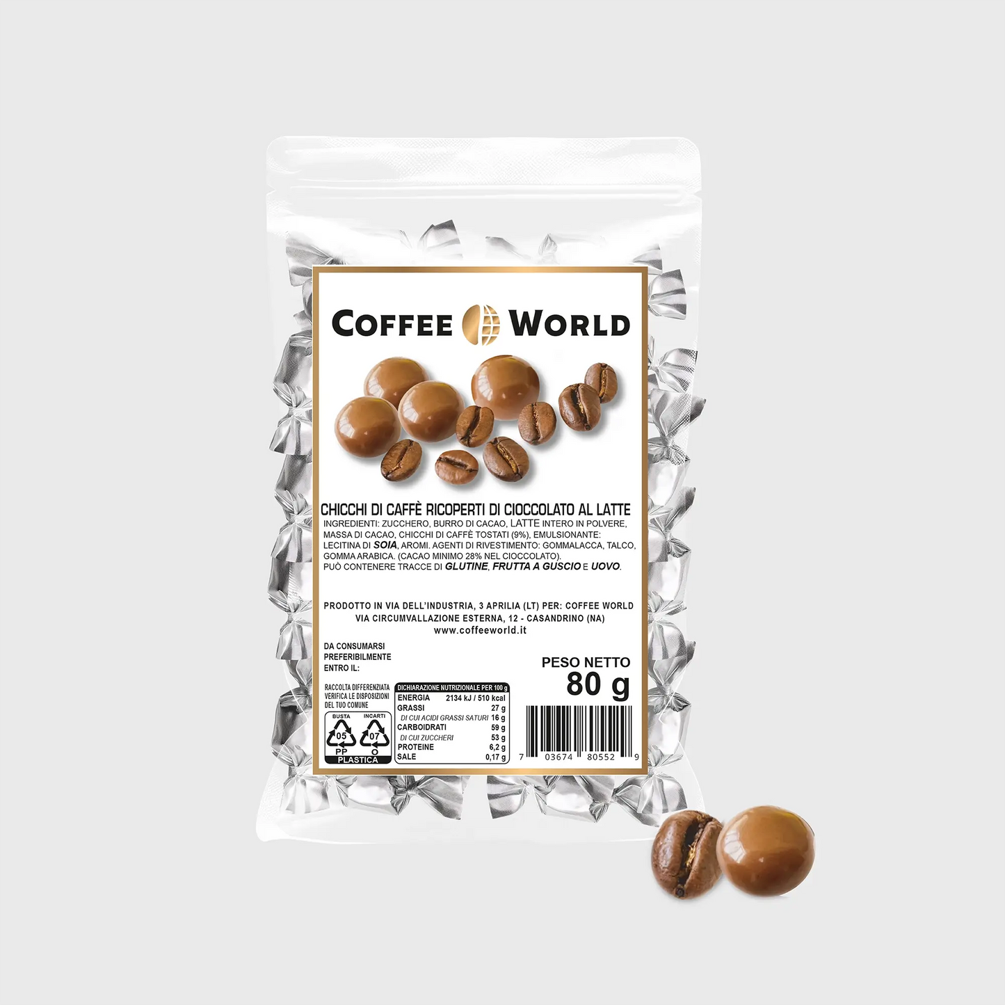 Chicchi di Caffè e Amaretti Ricoperti di Cioccolato - Confezione da 80g