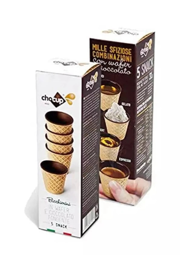 Bicchierini CHOCUP in Wafer e Cioccolato Fondente | 5 Pezzi