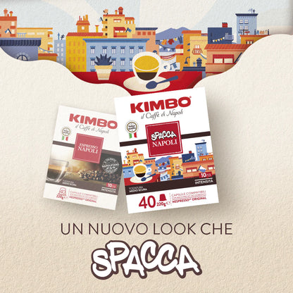 Kimbo Capsule Compatibili Nespresso® – 40 Capsule | SPACCA NAPOLI - Intensità 10\13