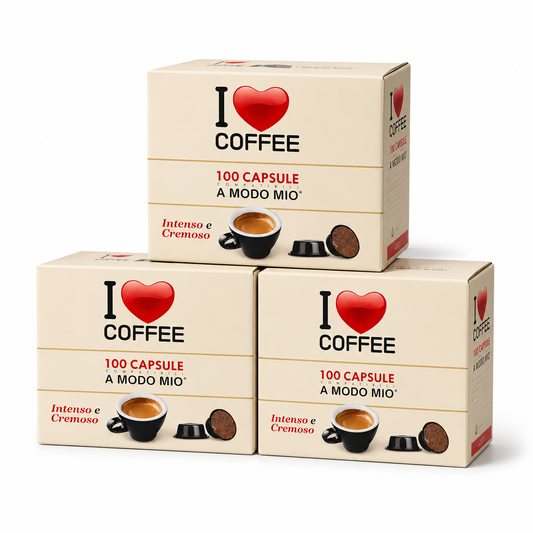 A MODO MIO - I love Coffee - Formato da 100\200\300 Capsule Compatibili - Miscela forte e cremosa