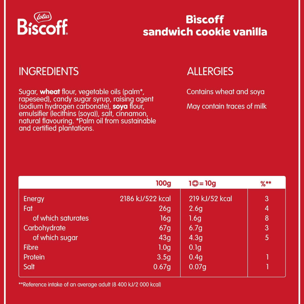 LOTUS - Tubo da 15 Biscotti ripieni alla Vaniglia o alla Crema - 150g