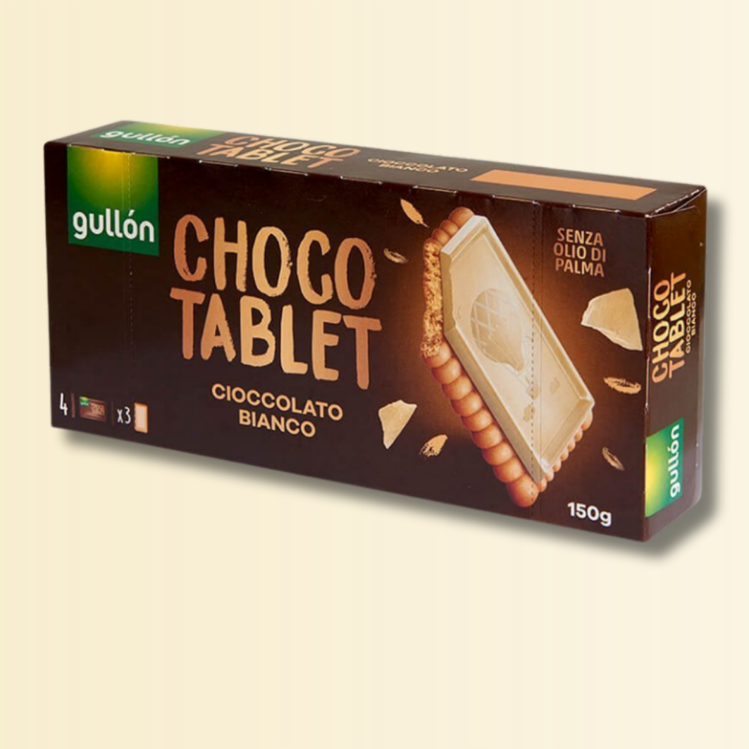 Gullón Choco Tablet 150g Cioccolato Bianco, Senza Olio di Palma, Snack Croccante e Cremoso per Pausa Dolce e Momenti di Gola
