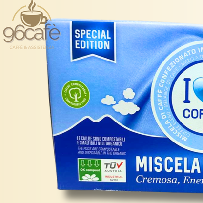 I Love Coffee – Miscela Azzurra 50 Cialde Compostabili | Edizione Speciale con Kit Accessori