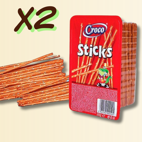Croco Sticks 2×100g (200g Totali), Cotti al Forno, Gusto Salato e Leggero, Perfetti per Aperitivo, Feste e Pausa Snack