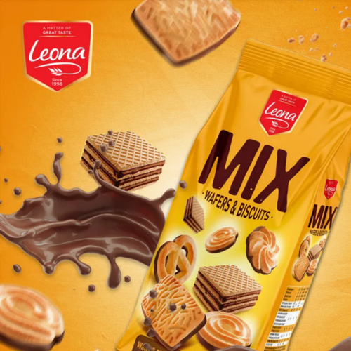 Mix di Biscotti e Wafer Assortiti – Leona Mix 250g, Snack Dolci Selezionati con Cioccolato e Creme, Ideali per Merenda, Pausa Caffè e Condivisione