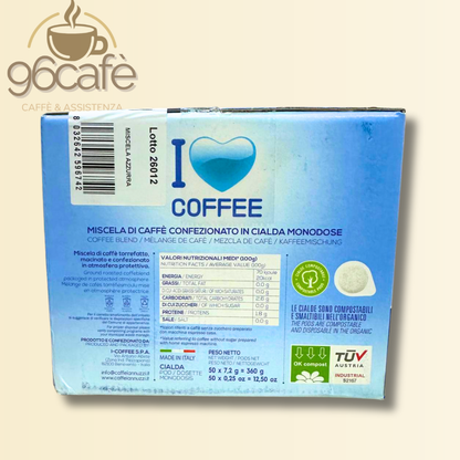 I Love Coffee – Miscela Azzurra 50 Cialde Compostabili | Edizione Speciale con Kit Accessori
