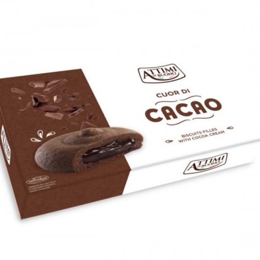 Biscotti Ripieni al Cacao – Attimi Buono Cuor di Cacao 100g, Frollini Morbidi con Crema al Cioccolato, Ideali per Pausa Dolce e Momenti di Gola