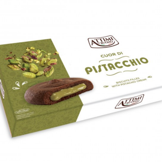 Biscotti Ripieni al Pistacchio – Attimi Buono Cuor di Cacao 100g, Frollini Morbidi con Crema al Cioccolato, Ideali per Pausa Dolce e Momenti di Gola (Copia) (Copia)
