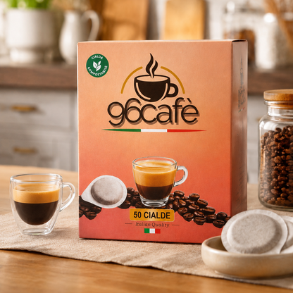 96CAFÈ - Miscela Morbida Super Cremosa - 50 Cialde ESE 44 Compostabili - 8g