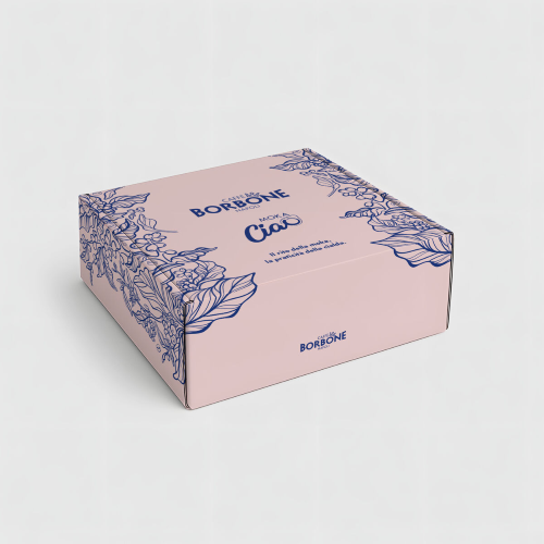 Caffè Borbone MokaCiao – 15 Cialde ORO + 15 Cialde BLU + 4 Bicchieri in Vetro – Idea Regalo di Natale Perfetta!