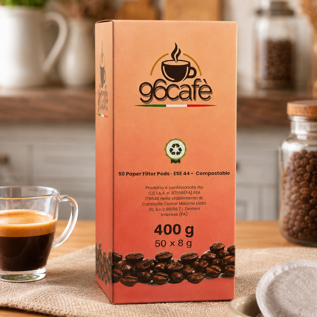 96CAFÈ - Miscela Morbida Super Cremosa - 50 Cialde ESE 44 Compostabili - 8g