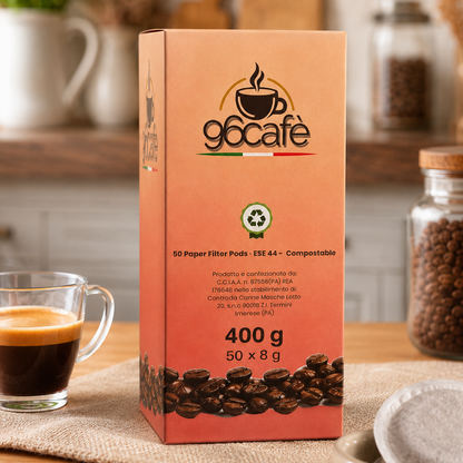 96CAFÈ - Miscela Morbida Super Cremosa - 50 Cialde ESE 44 Compostabili - 8g