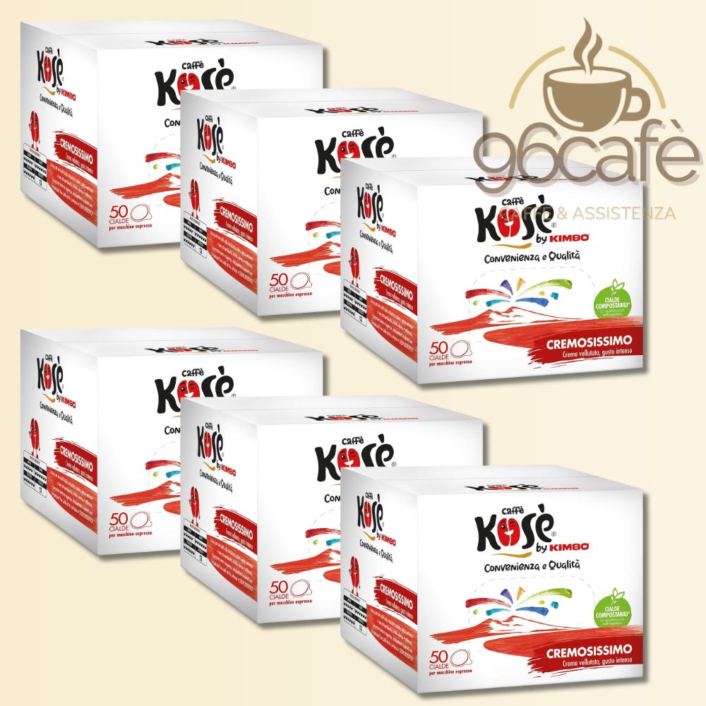 Cialde Caffè Kosè by Kimbo Cremossissimo – ESE 44mm Compostabili – 50 o 300 Cialde – Gusto Intenso e Crema Vellutata