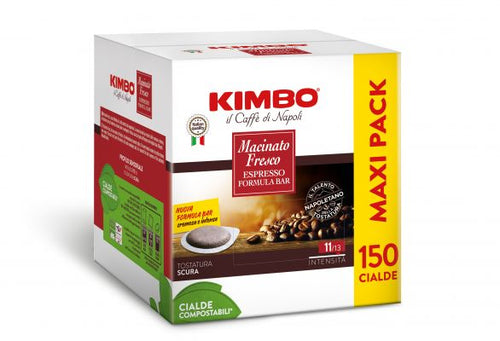 Kimbo 150 Cialde - Macinato Fresco - Forte, Intenso e Deciso - MAXI PACK