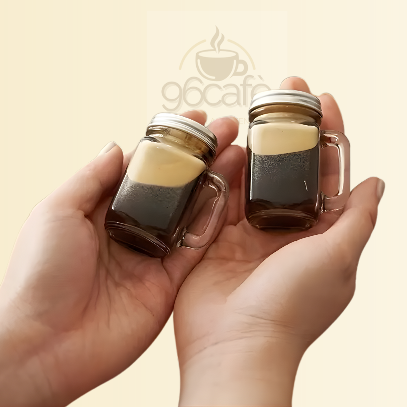 COFFEE POCKET - 2 Pezzi - Mini Barattolo in Vetro Resistente con coperchio da 35ml