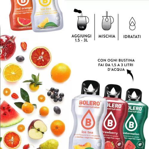Bolero Drink 12 Bustine da 9g – Insaporitore per Acqua Senza Zucchero, Senza Glutine e Vegano| Gusti assortiti