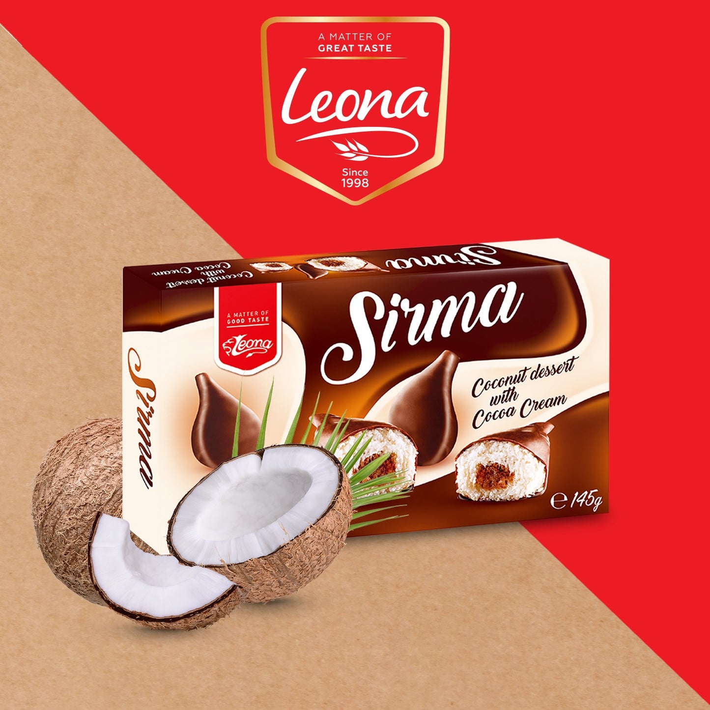 Dolce Morbido al Cocco con Copertura al Cacao - Sirma Leona 1998 - Confezione da 145g