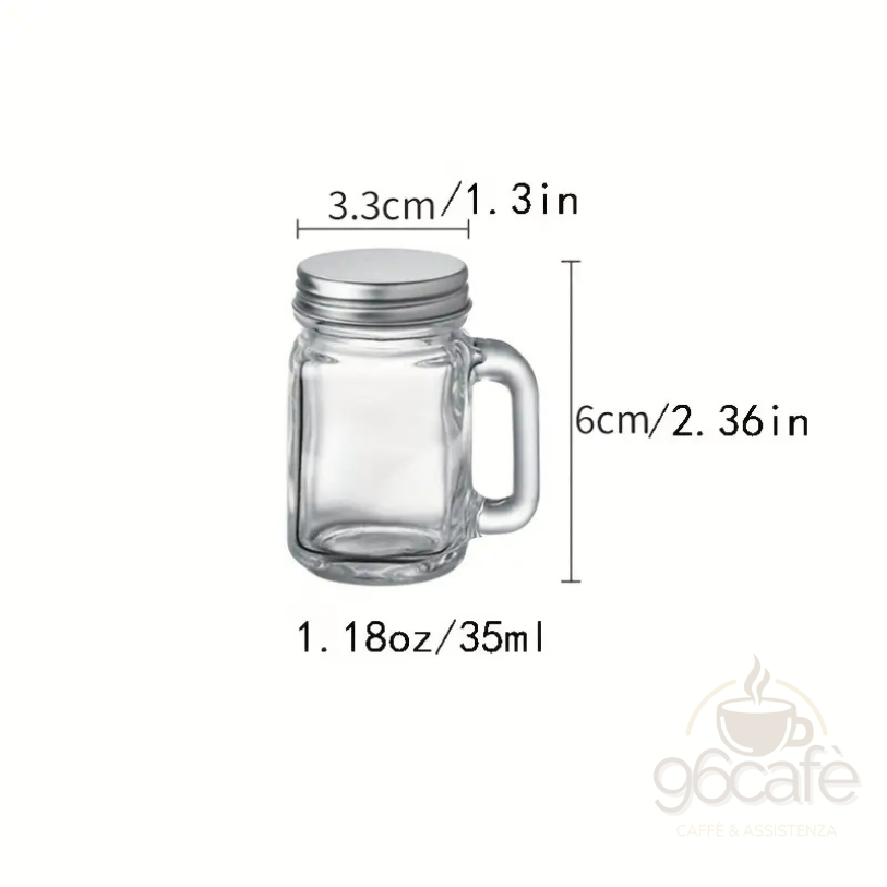 COFFEE POCKET - 2 Pezzi - Mini Barattolo in Vetro Resistente con coperchio da 35ml