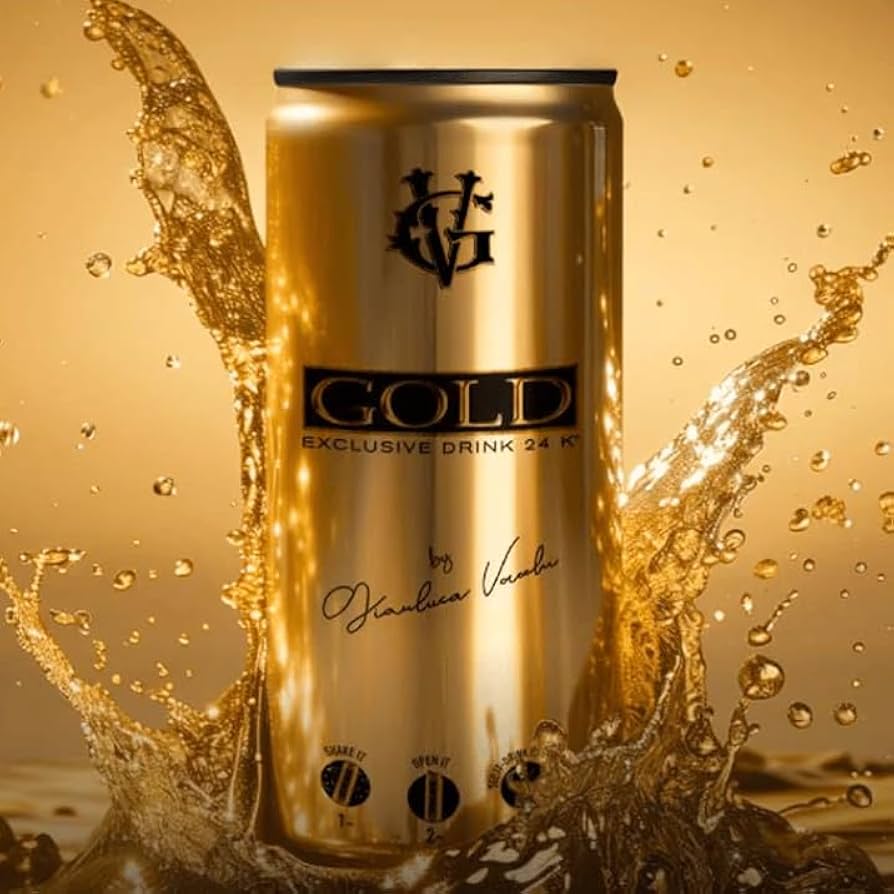 4 LATTINE - Gold Exclusive Drink 24K - Bevanda Analcolica - Energy Drink Senza Glutine da 250ml