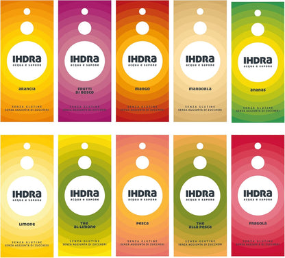 IHDRA - 10 Bustine Insaporitore Acqua Senza Zucchero - 100% Naturale, Senza Glutine, Con Estratti di Frutta e Piante | Bustina Da 1,6g x 0,5L | Insaporitore Acqua Dal Gusto IRRESISTIBILE