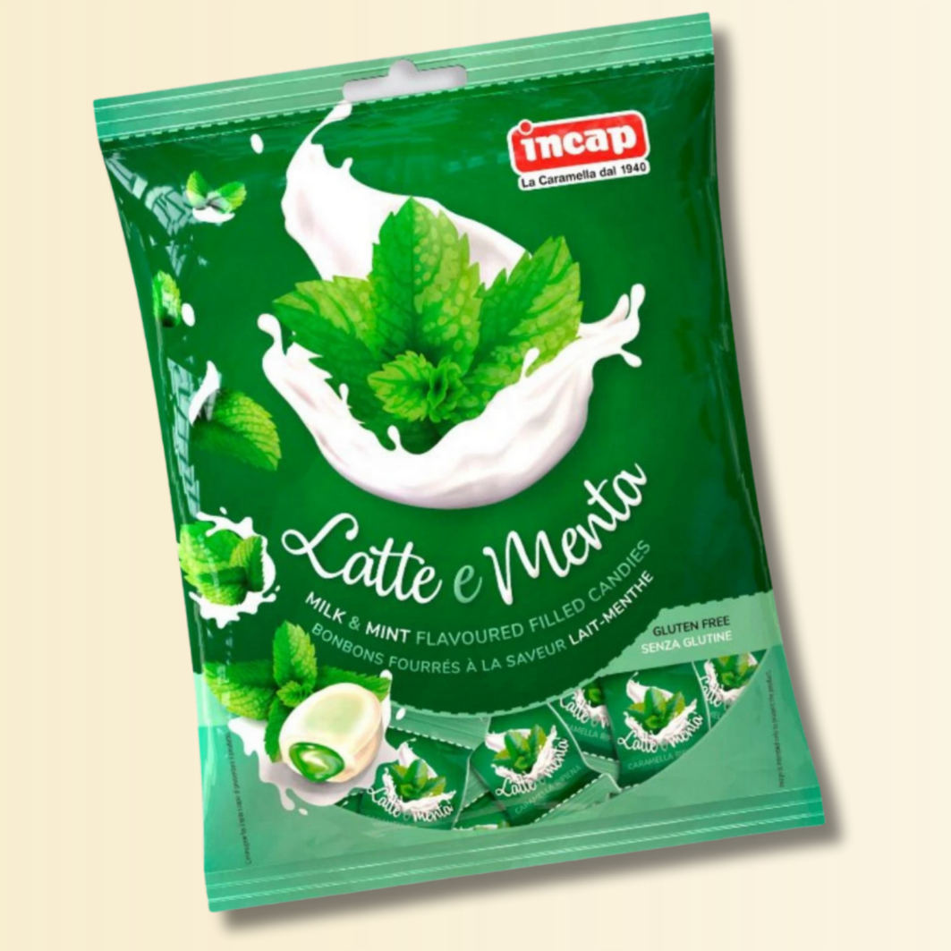 Caramelle Ripiene al Latte e Menta 200g, Senza Glutine, Gusto Fresco e Cremoso, Perfette per Rinfrescare il Palato in Ogni Momento