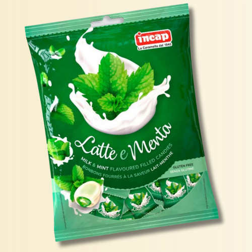 Caramelle Ripiene al Latte e Menta 200g, Senza Glutine, Gusto Fresco e Cremoso, Perfette per Rinfrescare il Palato in Ogni Momento