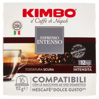Kimbo Intenso Capsule Compatibili DOLCEGUSTO – Caffè Espresso Forte e Corposo | Confezioni da 16 o 30 Capsule