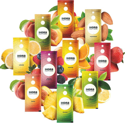 IHDRA - 10 Bustine Insaporitore Acqua Senza Zucchero - 100% Naturale, Senza Glutine, Con Estratti di Frutta e Piante | Bustina Da 1,6g x 0,5L | Insaporitore Acqua Dal Gusto IRRESISTIBILE