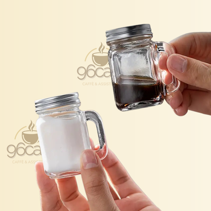 COFFEE POCKET - 2 Pezzi - Mini Barattolo in Vetro Resistente con coperchio da 35ml