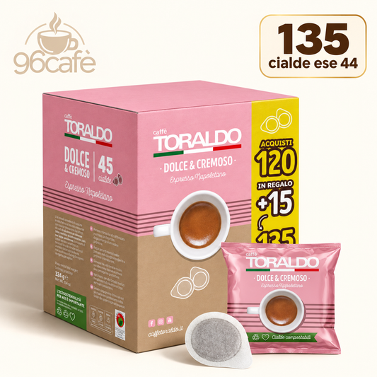 135 Cialde (120 + 15 in Omaggio) Caffè Toraldo – Dolce & Cremoso – Espresso Napoletano