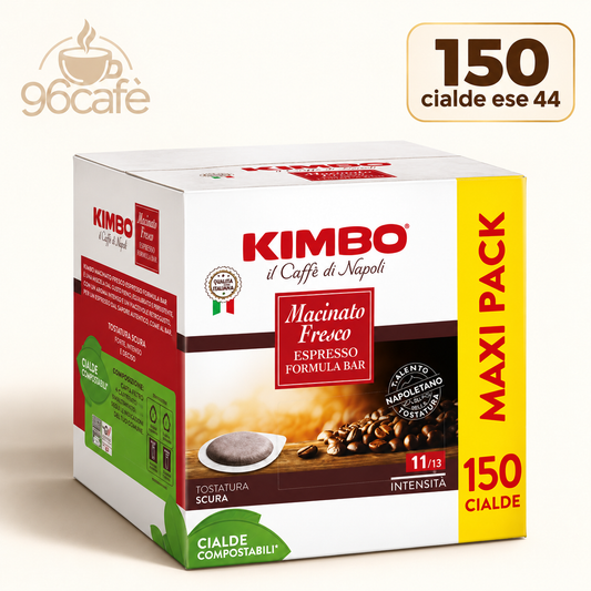 Kimbo 150 Cialde - Macinato Fresco - Forte, Intenso e Deciso - MAXI PACK