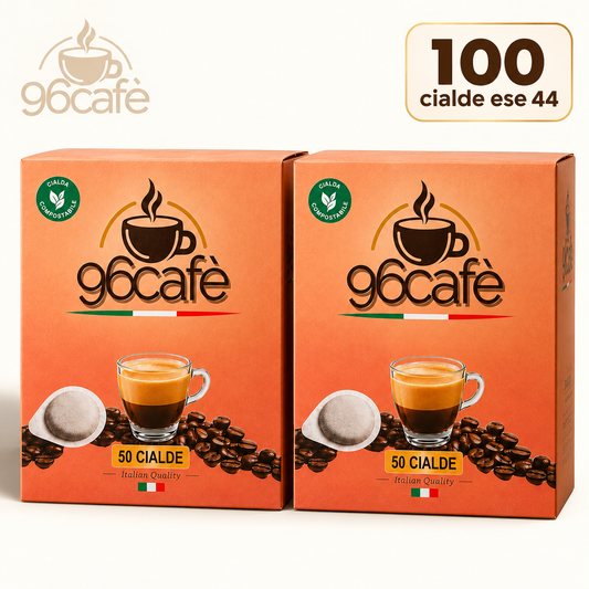 96CAFÈ - 100 Cialde ESE 44 Compostabili - 8g - Miscela Morbida Super Cremosa