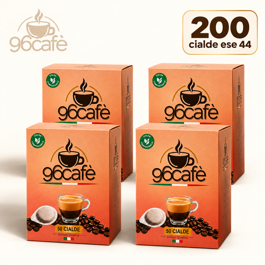 200 Cialde Cremosissime da 8g - MAXI SCORTA di 96CAFE - Miscela Morbida