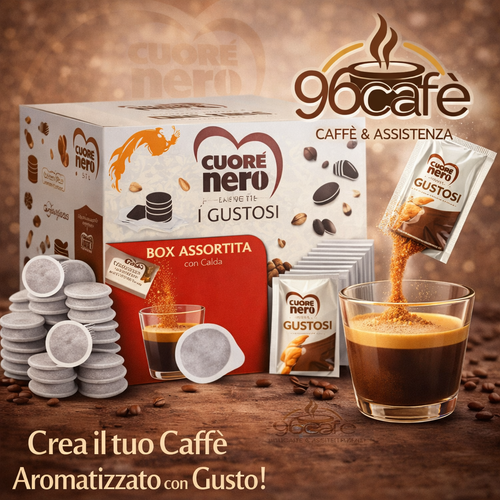 I Gustosi – Box Assortita 32 Cialde + 32 Bustine Aromatizzate | Crea il tuo Caffè Aromatizzato con Vari Gusti