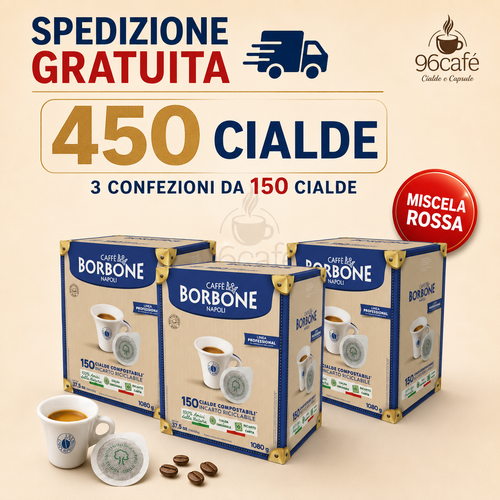 450 Cialde - Caffè Borbone TUTTE LE MISCELE - Rossa, Nera, Blu, Oro e Decaffeinata | MAXI SCORTA