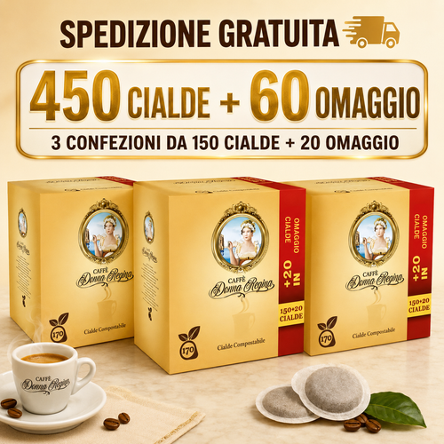 450 + 60 Omaggio CIALDE OMAGGIO - Donna Regina (Caffè Borbone) - Espresso Napoletano Forte e Cremoso