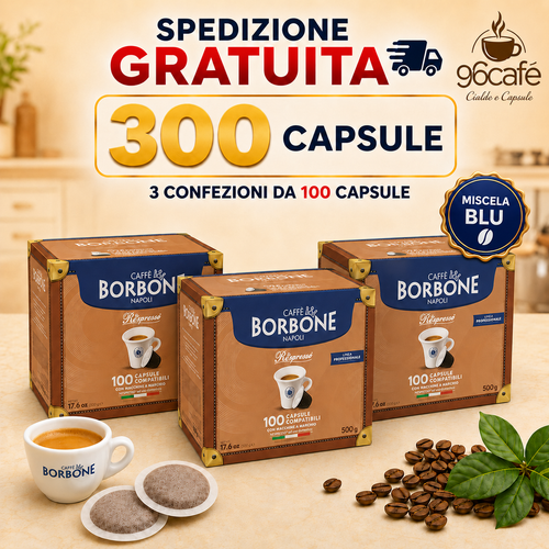 NESPRESSO 300 CAPSULE - Miscela Blu - Caffe Borbone - MAXI SCORTA