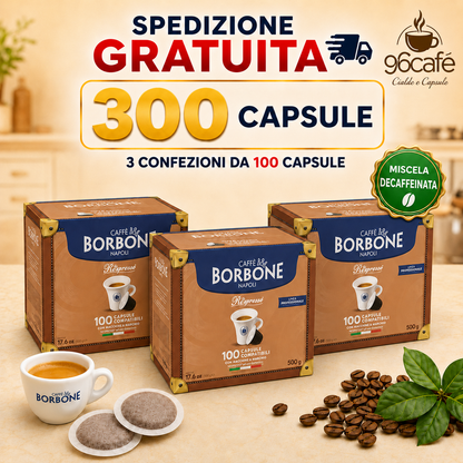 NESPRESSO 300 CAPSULE - Miscela Decaffeinata - Caffe Borbone - MAXI SCORTA