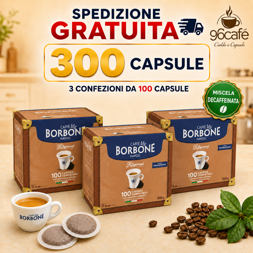 NESPRESSO 300 CAPSULE - Miscela Decaffeinata - Caffe Borbone - MAXI SCORTA