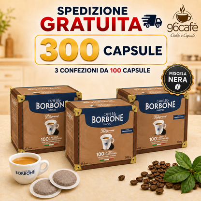 NESPRESSO 300 CAPSULE - Miscela Nera - Caffe Borbone - MAXI SCORTA