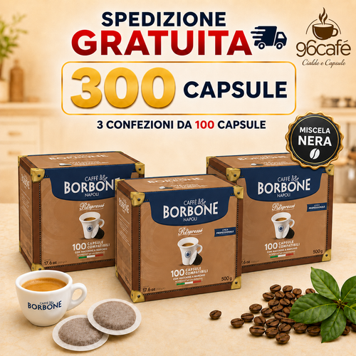 NESPRESSO 300 CAPSULE - Miscela Nera - Caffe Borbone - MAXI SCORTA
