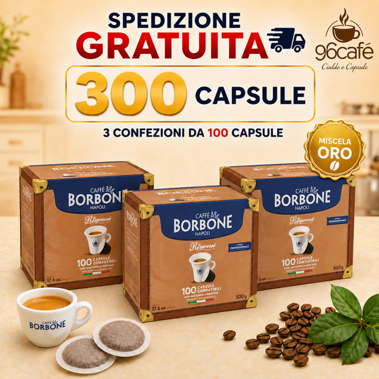 NESPRESSO 300 CAPSULE - Miscela Oro - Caffe Borbone - MAXI SCORTA